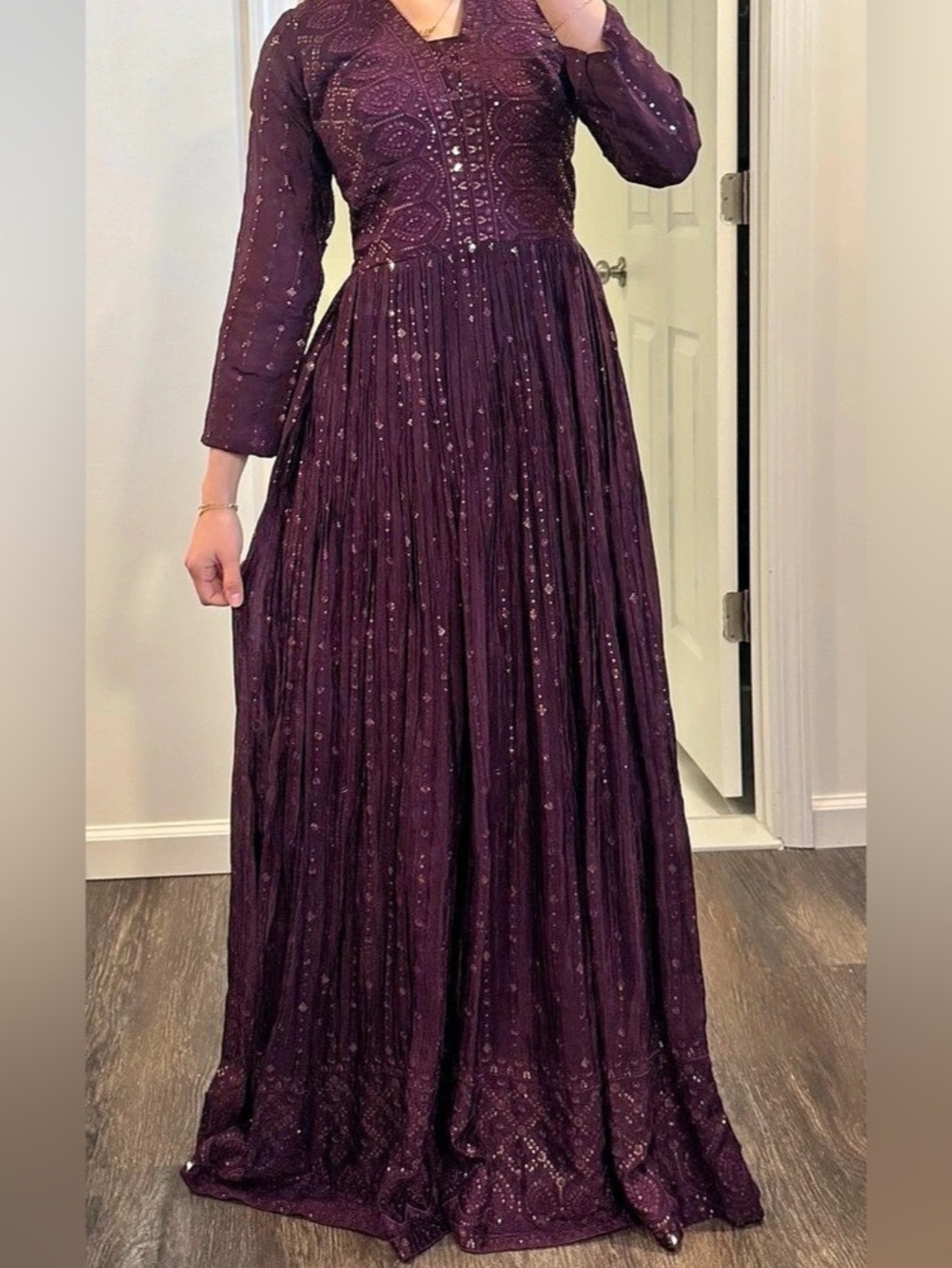 Long Sleeve Maxi Dress in Purple Like New